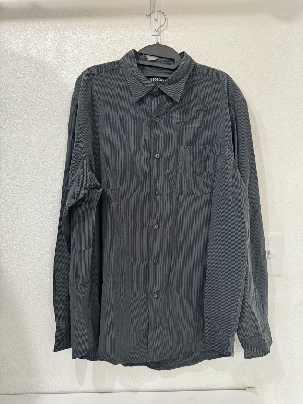 George Men's Dark Gray Long-Sleeve Dress Shirt